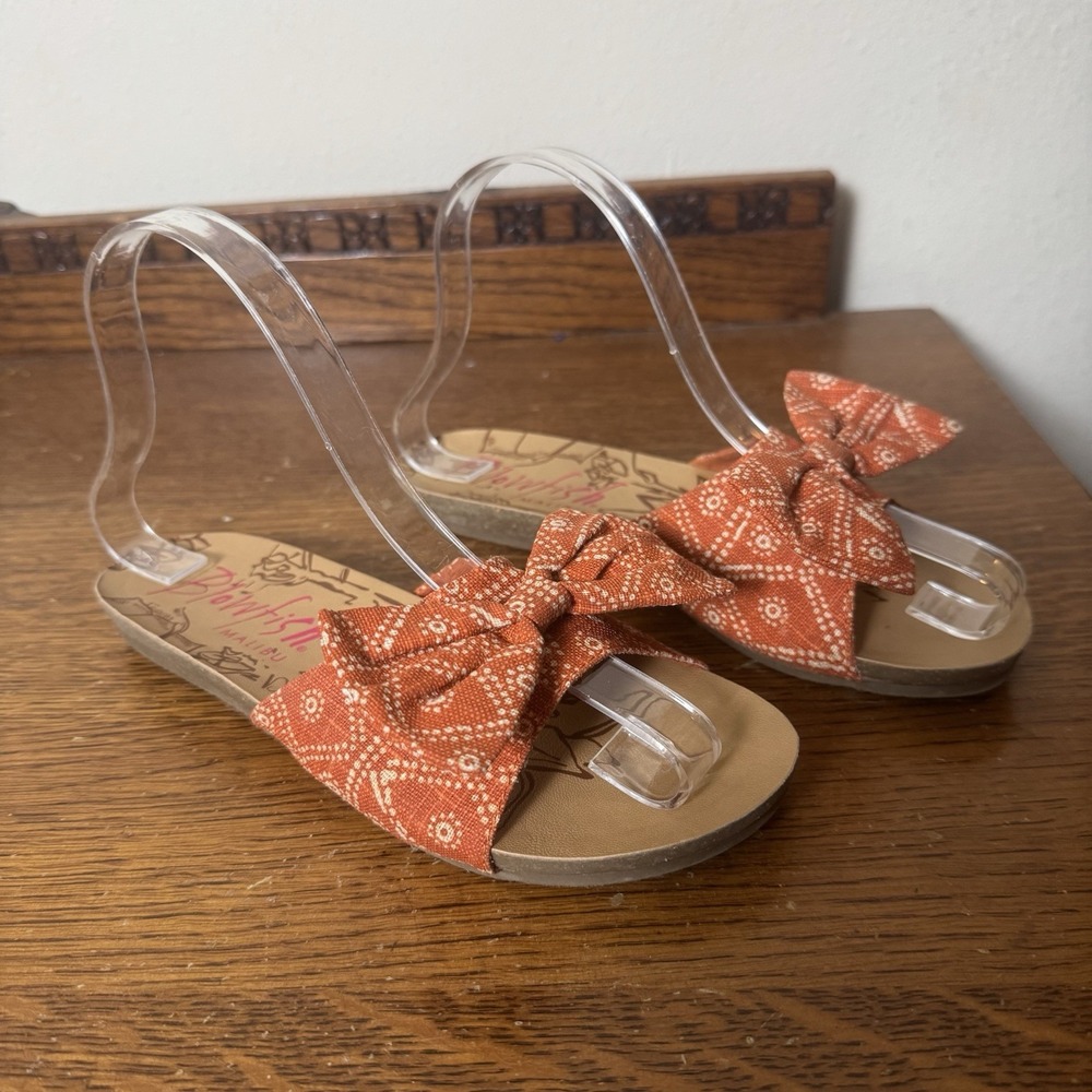 Blowfish Malibu Galle-K Bow Sandals Orange Bandana Print Women's 4